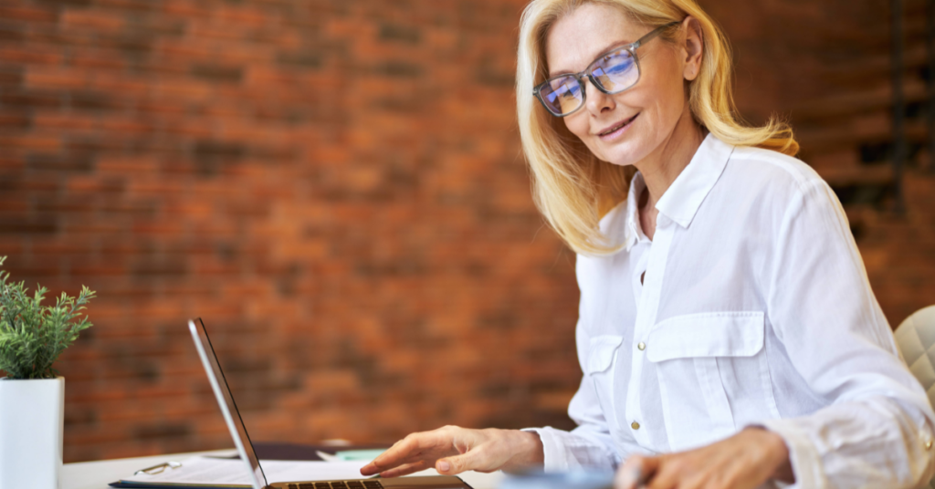 Businesswoman focused on cybersecurity