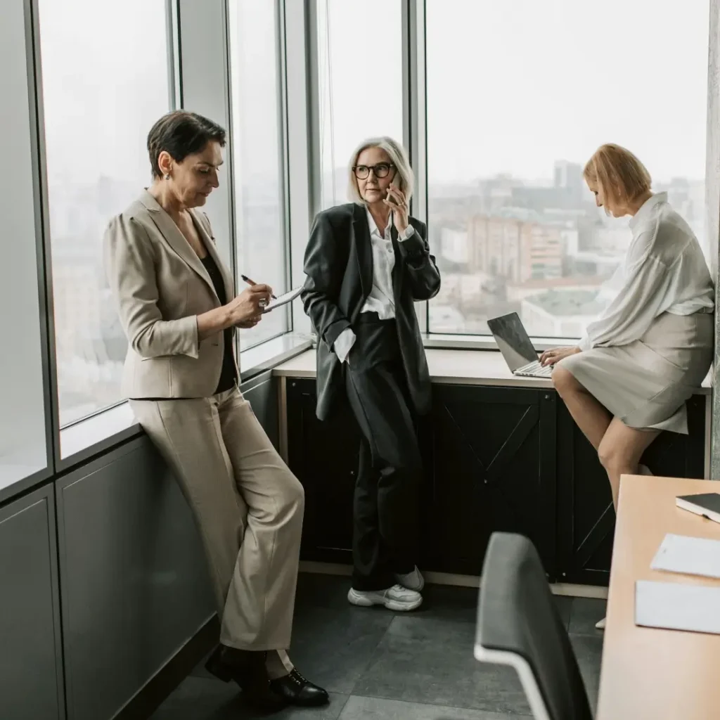 Women financial advisors meeting in a city office